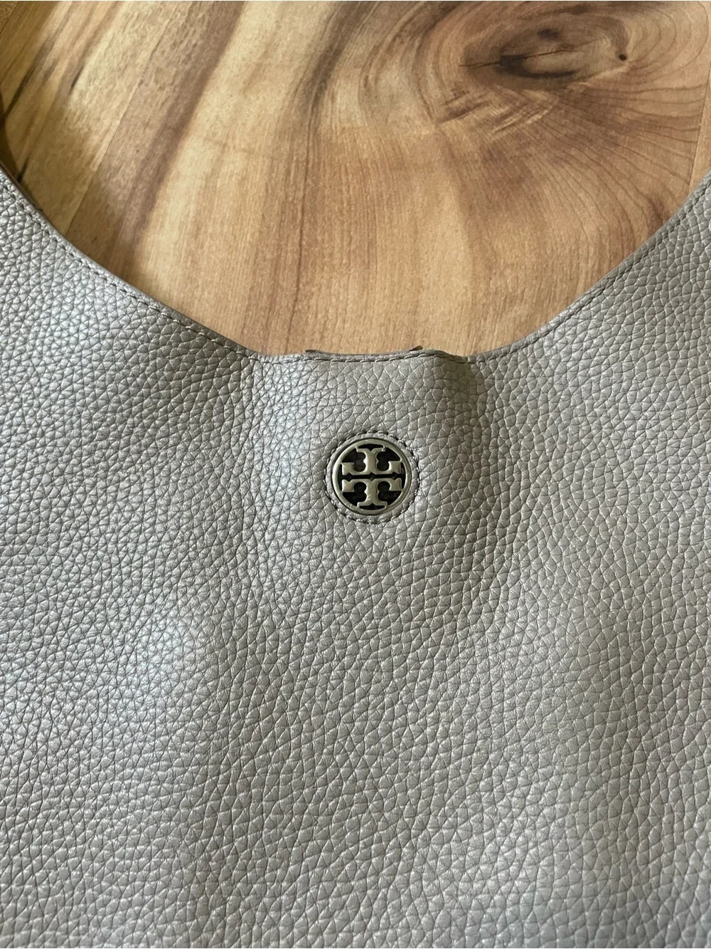 Tory Burch Perry Reversible Hobo Bag French Gray Pink Pebbled Leather